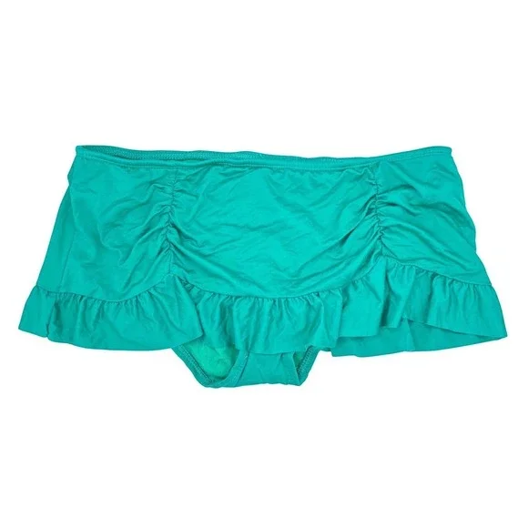 Bisou Bisou Michele Bohbot Swim Skirt Bottom Women's Lrg Green Ruffle Bikini NWT - Picture 1 of 5